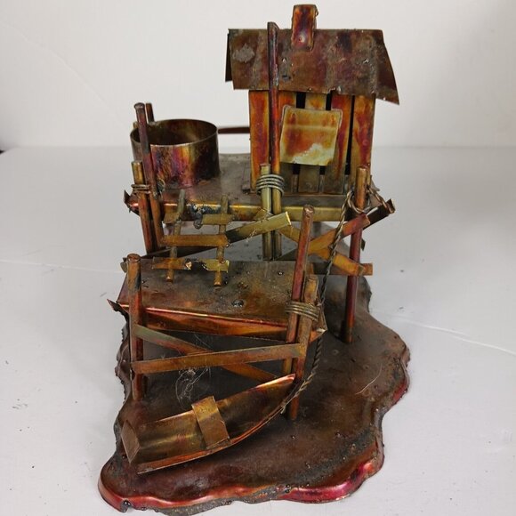 Vintage 70s Brutalist Copper Shanty by the Sea Sculpture - Picture 7 of 14